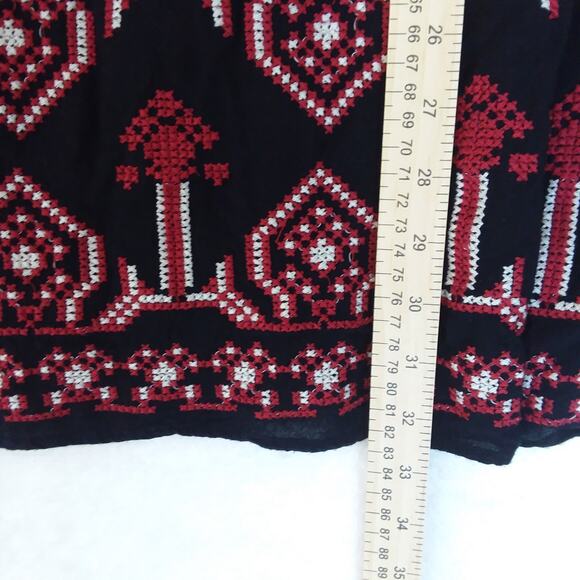 Flying Tomato Embroidered Black Midi Boho  Cottage Dress Sz L - Picture 9 of 10